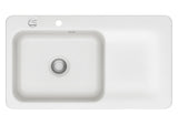 SYSTEMCERAM Einbauspüle Juna 90 Be. Li. Polar 13 inkl. Handbetätigung, für 60 cm Schrankbreite, Einbauspüle Auflage Becken links 50150113
