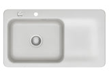 SYSTEMCERAM Einbauspüle Juna 90 F Be. Li. Satin 20 inkl. Excenterbetätigung, für 60 cm Schrankbreite, Spüle zum flächenbündigen Einbau Auflage Becken links 55150220