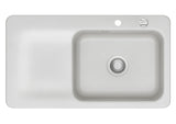 SYSTEMCERAM Einbauspüle Juna 90 F Be. Re. Satin 20 inkl. Excenterbetätigung, für 60 cm Schrankbreite, Spüle zum flächenbündigen Einbau Auflage Becken rechts 55140220
