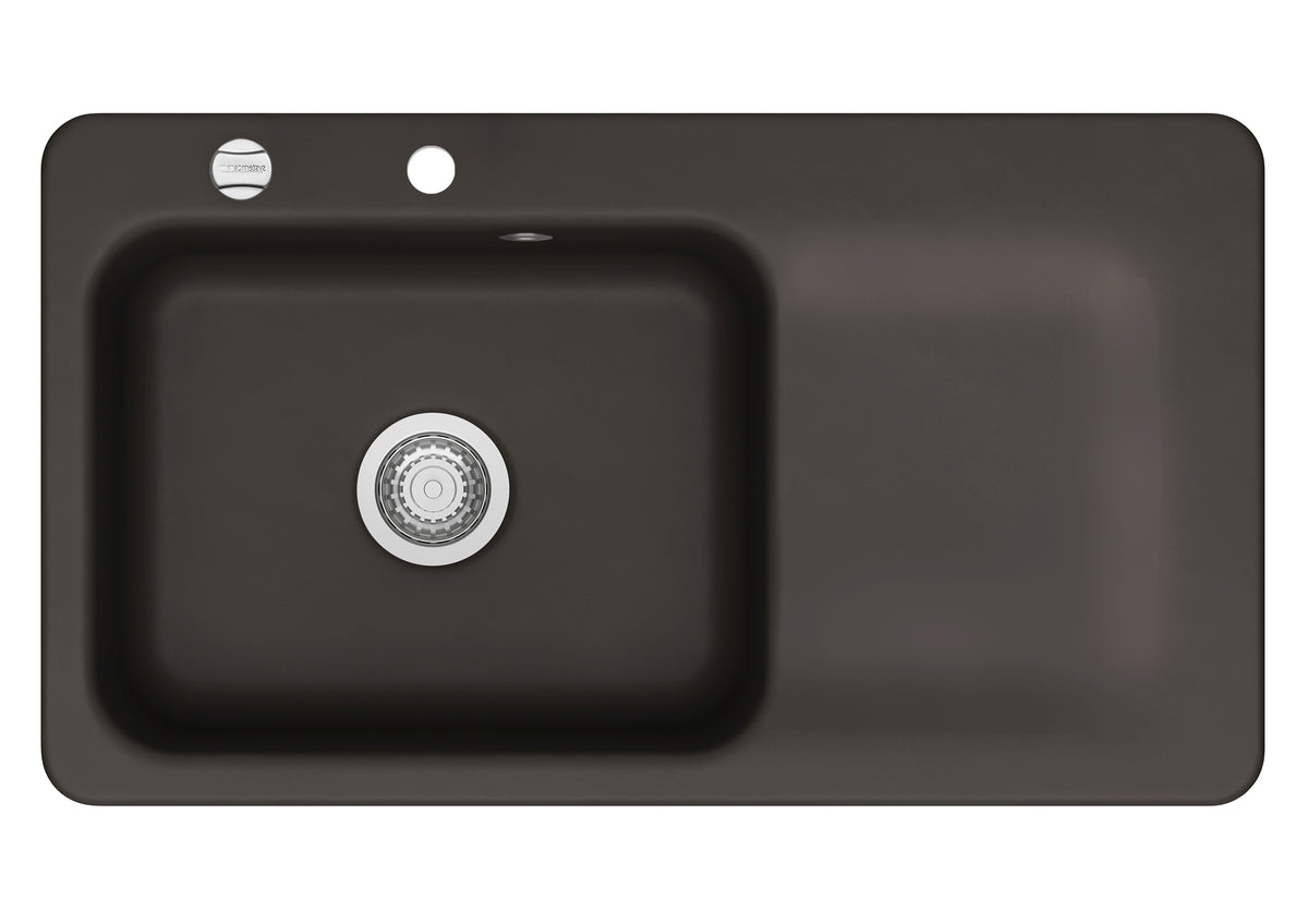 SYSTEMCERAM Einbauspüle Juna 90 Be. Li. Siena 65 inkl. Excenterbetätigung, für 60 cm Schrankbreite, Einbauspüle Auflage Becken links 50150265