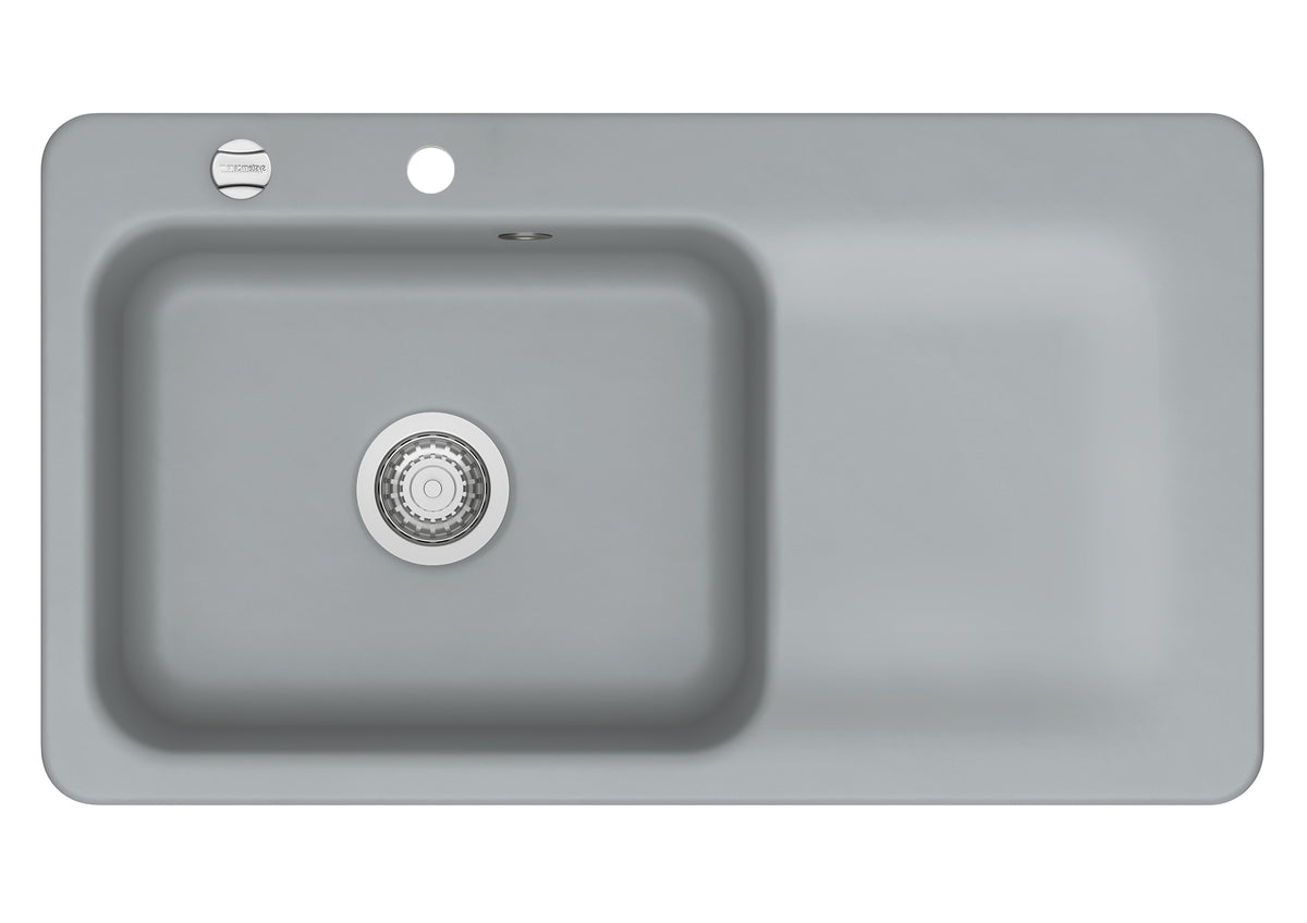 SYSTEMCERAM Einbauspüle Juna 90 Be. Li. Titan 78 inkl. Handbetätigung, für 60 cm Schrankbreite, Einbauspüle Auflage Becken links 50150178