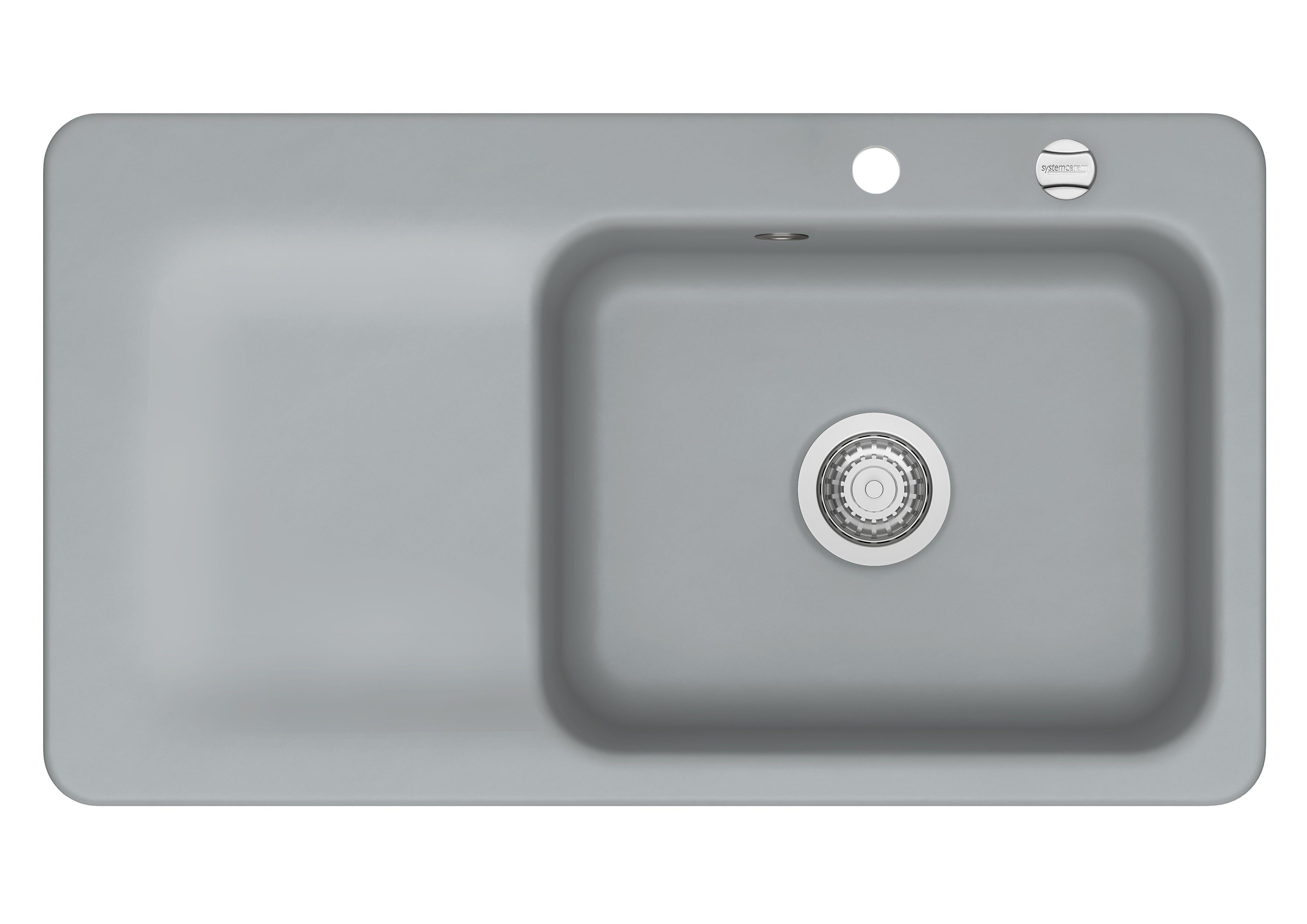 SYSTEMCERAM Einbauspüle Juna 90 F Be. Re. Titan 78 inkl. Excenterbetätigung, für 60 cm Schrankbreite, Spüle zum flächenbündigen Einbau Auflage Becken rechts 55140278
