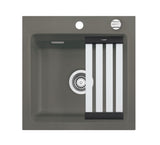 SYSTEMCERAM Einbauspüle Kara 51 Lava 80 inkl. Excenterbetätigung, für 50 cm Schrankbreite, Einbauspüle mit Medio-Matte Alu Auflage keine Beckenlage 50030280