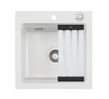 SYSTEMCERAM Einbauspüle Kara 51 Polar 13 inkl. Excenterbetätigung, für 50 cm Schrankbreite, Einbauspüle mit Medio-Matte Alu Auflage keine Beckenlage 50030213