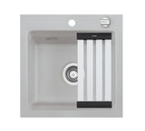 SYSTEMCERAM Einbauspüle Kara 51 Titan 78 inkl. Excenterbetätigung, für 50 cm Schrankbreite, Einbauspüle mit Medio-Matte Alu Auflage keine Beckenlage 50030278