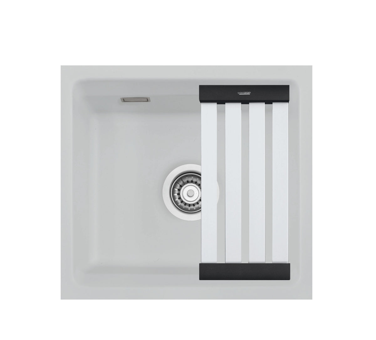 SYSTEMCERAM Einbauspüle Kara 42 U/g Alu 76 inkl. Excenterbetätigung, für 50 cm Schrankbreite, Spüle zum Unterbau mit geschliffener Oberseite, mit Medio-Matte Alu Unterbau keine Beckenlage 54030276