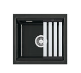 SYSTEMCERAM Einbauspüle Kara 42 U/g Nero 68 inkl. Excenterbetätigung, für 50 cm Schrankbreite, Spüle zum Unterbau mit geschliffener Oberseite, mit Medio-Matte Schwarz Unterbau keine Beckenlage 54030268
