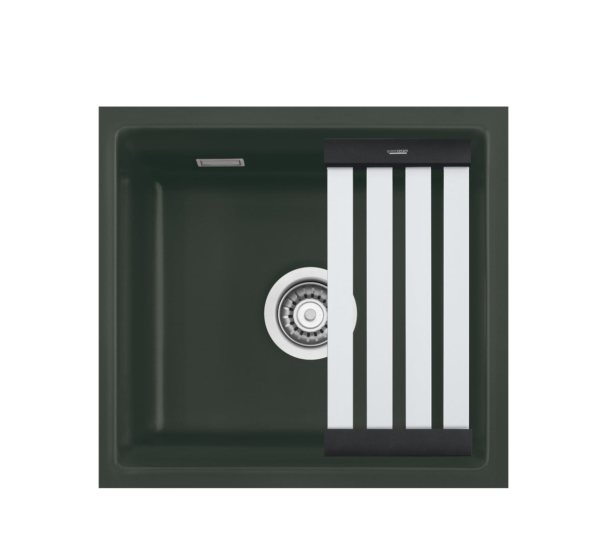 SYSTEMCERAM Einbauspüle Kara 51 F/o Eibe 56 inkl. Handbetätigung, für 50 cm Schrankbreite, Spüle zum flächenbündigen Einbau ohne Hahnlochbank, mit Medio- Matte Alu, inkl. 4 x Eckradien R 10 Flächenbündig keine Beckenlage 51030156
