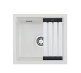 SYSTEMCERAM Einbauspüle Kara 51 F/o Satin 20 inkl. Handbetätigung, für 50 cm Schrankbreite, Spüle zum flächenbündigen Einbau ohne Hahnlochbank, mit Medio- Matte Alu, inkl. 4 x Eckradien R 10 Flächenbündig keine Beckenlage 51030120