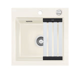 SYSTEMCERAM Einbauspüle Kara 51 F Magnolie 10 inkl. Excenterbetätigung, für 50 cm Schrankbreite, Spüle zum flächenbündigen Einbau mit Medio-Matte Alu, inkl. 4 x Eckradien R 10 Auflage keine Beckenlage 55030210