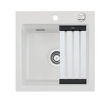 SYSTEMCERAM Einbauspüle Kara 51 F Satin 20 inkl. Handbetätigung, für 50 cm Schrankbreite, Spüle zum flächenbündigen Einbau mit Medio-Matte Alu, inkl. 4 x Eckradien R 10 Auflage keine Beckenlage 55030120