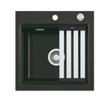 SYSTEMCERAM Einbauspüle Kara 51 Nigra 87 inkl. Handbetätigung, für 50 cm Schrankbreite, Einbauspüle mit Medio-Matte Schwarz Auflage keine Beckenlage 50030187
