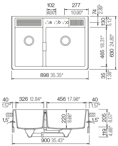 SCHOCK Spülenmodul 90 cm Kallio M-175-M Cristadur Day KALM175MDAY