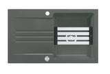 SYSTEMCERAM Einbauspüle Kara 85 Lava 80 inkl. Excenterbetätigung, für 60 cm Schrankbreite, Einbauspüle mit Medio-Matte Alu Auflage reversibel 50000280
