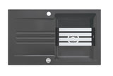 SYSTEMCERAM Einbauspüle Kara 85 Schiefer 85 inkl. Excenterbetätigung, für 60 cm Schrankbreite, Einbauspüle mit Medio-Matte Alu Auflage reversibel 50000285