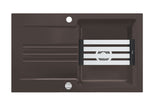 SYSTEMCERAM Einbauspüle Kara 85 Siena 65 inkl. Handbetätigung, für 60 cm Schrankbreite, Einbauspüle mit Medio-Matte Alu Auflage reversibel 50000165