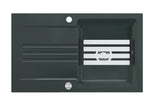 SYSTEMCERAM Einbauspüle Kara 85 F Eibe 56 inkl. Handbetätigung, für 60 cm Schrankbreite, Spüle zum flächenbündigen Einbau mit Medio-Matte Alu, inkl. 4 x Eckradien R 10 Auflage reversibel 55000156