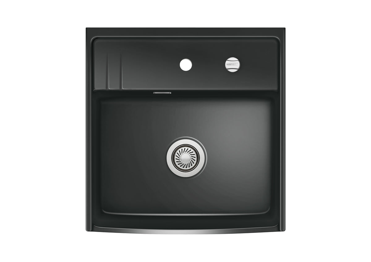 SYSTEMCERAM Einbauspüle Kentro 60 Nero 68 inkl. Handbetätigung, für 60 cm Schrankbreite, Einbauspüle Auflage keine Beckenlage 59930168
