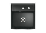 SYSTEMCERAM Einbauspüle Kentro 60 Nero 68 inkl. Handbetätigung, für 60 cm Schrankbreite, Einbauspüle Auflage keine Beckenlage 59930168