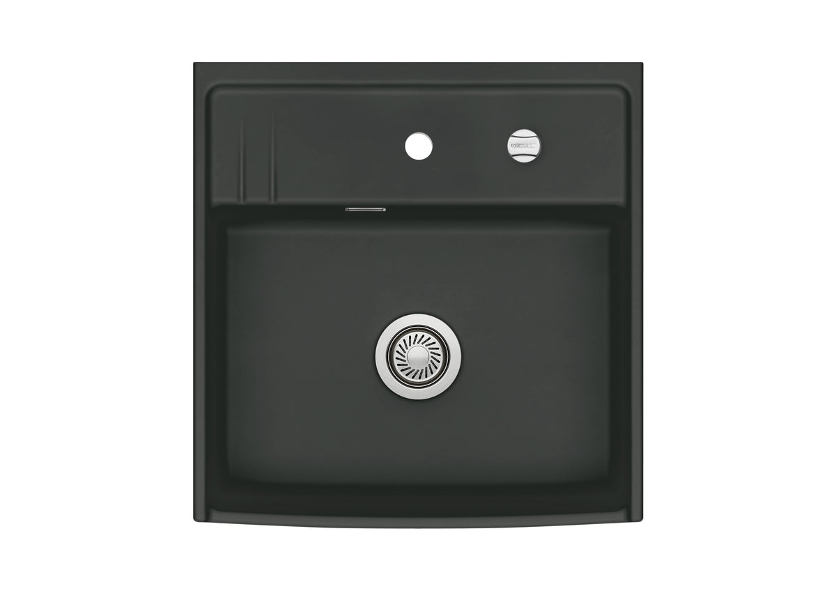 SYSTEMCERAM Einbauspüle Kentro 60 Nigra 87 inkl. Handbetätigung, für 60 cm Schrankbreite, Einbauspüle Auflage keine Beckenlage 59930187