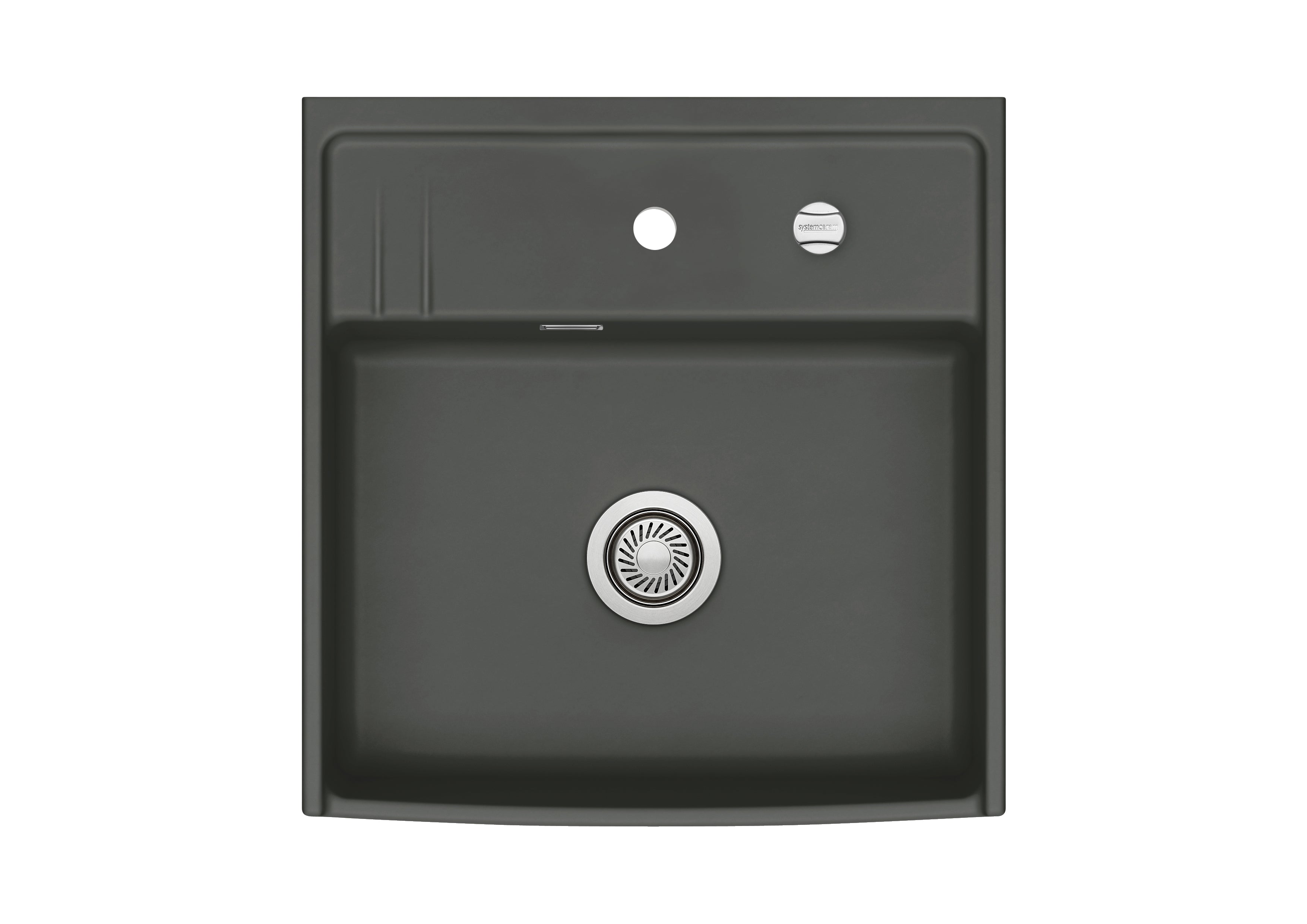 SYSTEMCERAM Einbauspüle Kentro 60 Schiefer 85 inkl. Handbetätigung, für 60 cm Schrankbreite, Einbauspüle Auflage keine Beckenlage 59930185