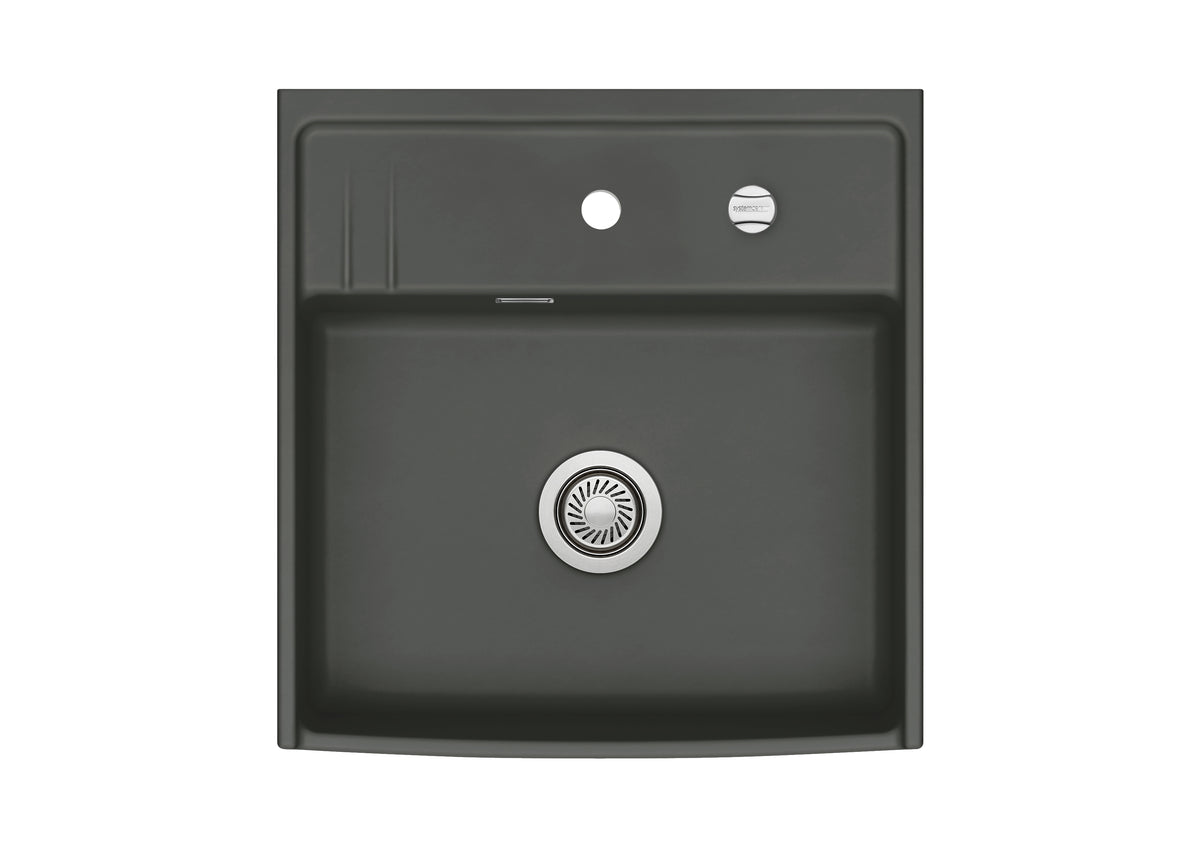 SYSTEMCERAM Einbauspüle Kentro 60 Schiefer 85 inkl. Handbetätigung, für 60 cm Schrankbreite, Einbauspüle Auflage keine Beckenlage 59930185