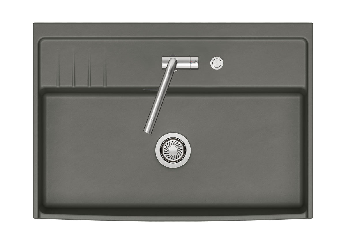 SYSTEMCERAM Einbauspüle Kentro 90 Lava 80 inkl. Excenterbetätigung, für 90 cm Schrankbreite, Einbauspüle Auflage keine Beckenlage 59950280