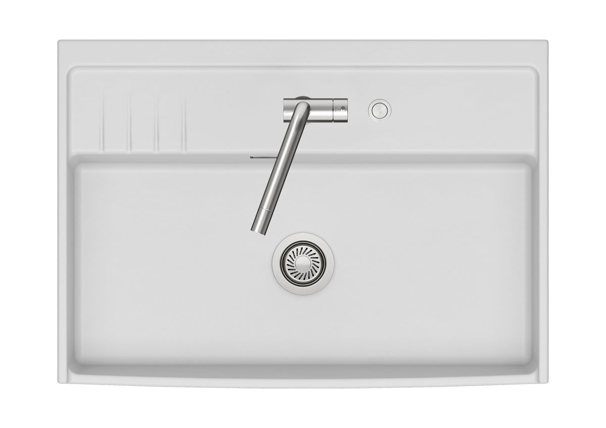 SYSTEMCERAM Einbauspüle Kentro 90 Satin 20 inkl. Handbetätigung, für 90 cm Schrankbreite, Einbauspüle Auflage keine Beckenlage 59950120