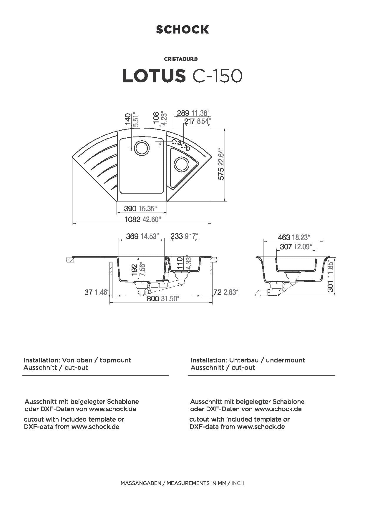 SCHOCK Spüle Auflage Lotus C-150-A Cristadur Silverstone LOTC150ASIL