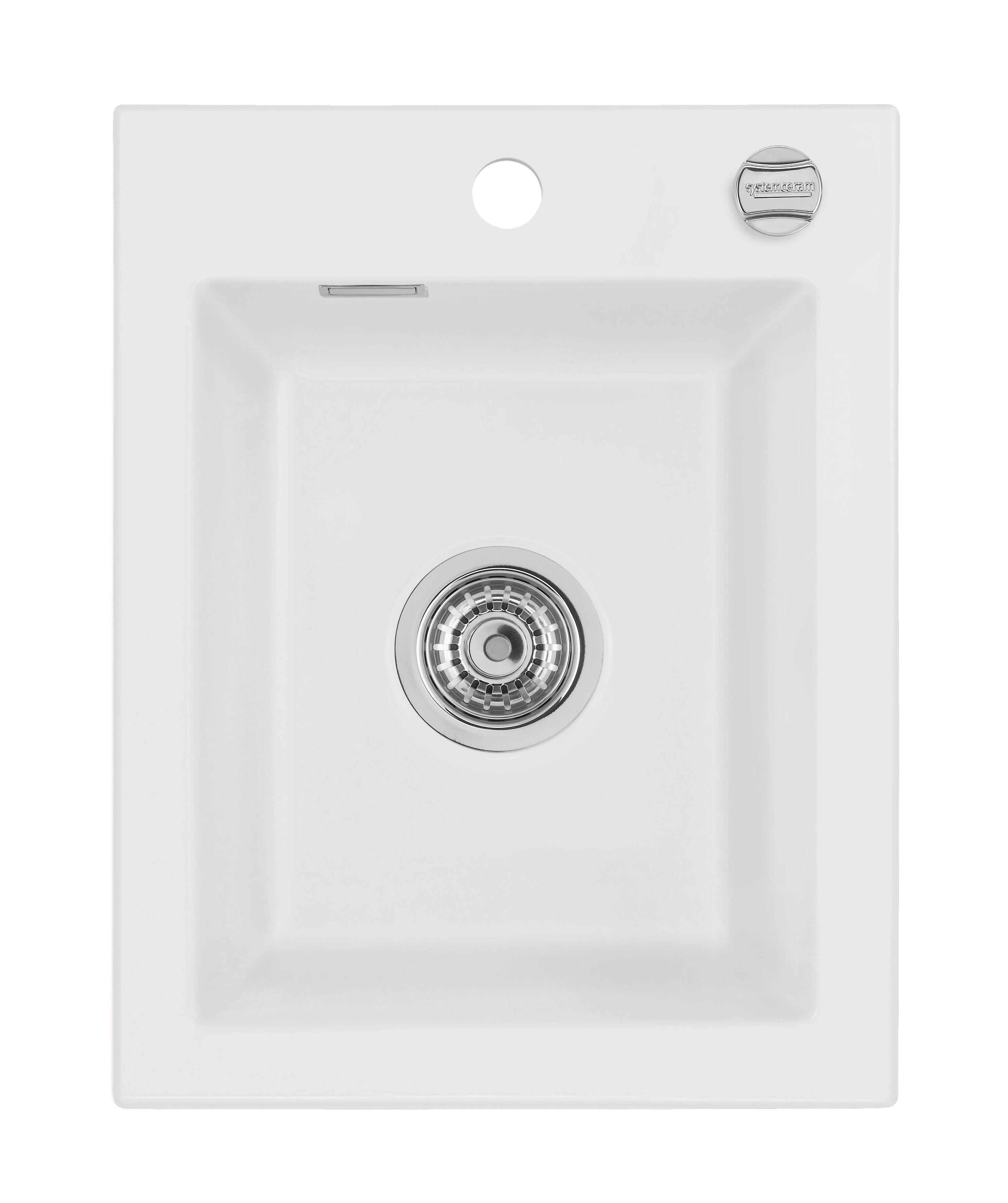 SYSTEMCERAM Einbauspüle Mera 39 Satin 20 inkl. Handbetätigung, für 40 cm Schrankbreite, Einbauspüle Auflage keine Beckenlage 50610120