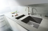 SYSTEMCERAM Einbauspüle Mera 50 U/g Satin 20 inkl. Handbetätigung, für 60 cm Schrankbreite, Spüle zum Unterbau mit geschliffener Oberseite Unterbau keine Beckenlage 54570120