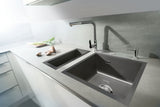 SYSTEMCERAM Einbauspüle Mera 24 F/o Nero 68 inkl. Handbetätigung, für 30 cm Schrankbreite, Spüle zum flächenbündigen Einbau ohne Hahnlochbank, nicht verschließbar, inkl. 4 x Eckradien R 10 Flächenbündig keine Beckenlage 51460168