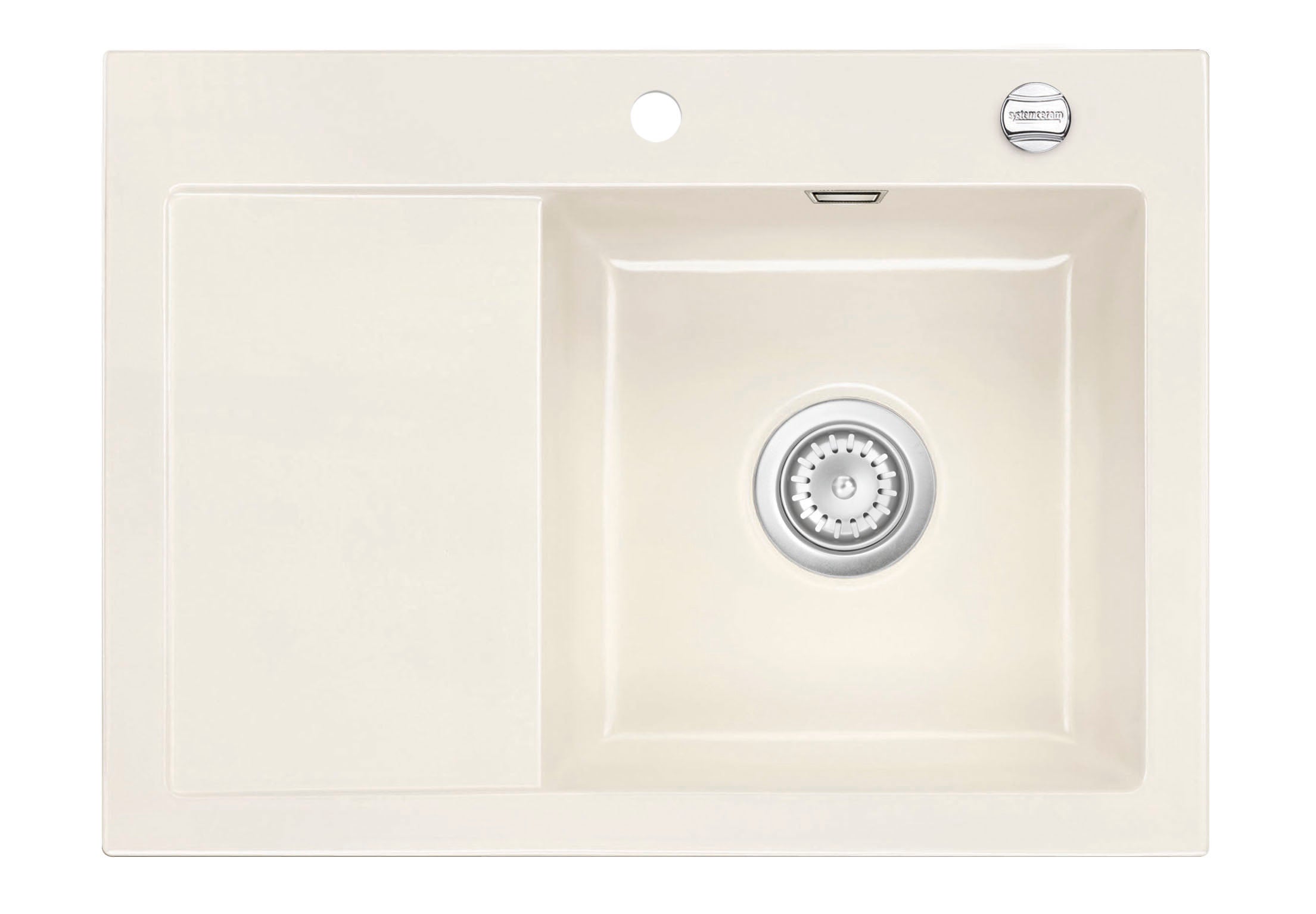 SYSTEMCERAM Einbauspüle Mera 70 Be. Re. Magnolie 10 inkl. Handbetätigung, für 45 cm Schrankbreite, Einbauspüle Auflage Becken rechts 50580110