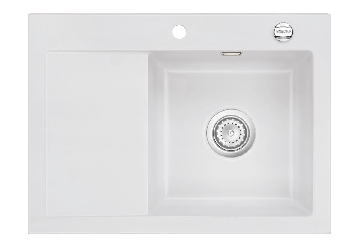 SYSTEMCERAM Einbauspüle Mera 70 Be. Re. Satin 20 inkl. Excenterbetätigung, für 45 cm Schrankbreite, Einbauspüle Auflage Becken rechts 50580220
