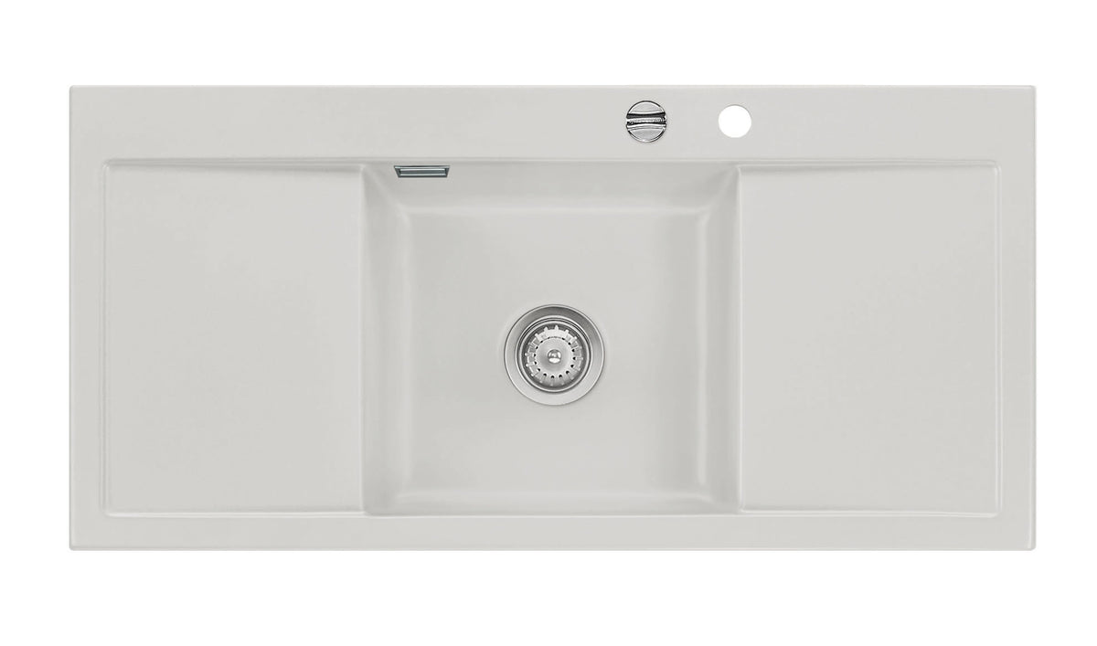 SYSTEMCERAM Einbauspüle Mera Middle Alu 76 inkl. Excenterbetätigung, für 50 cm Schrankbreite, Einbauspüle Auflage keine Beckenlage 50730276