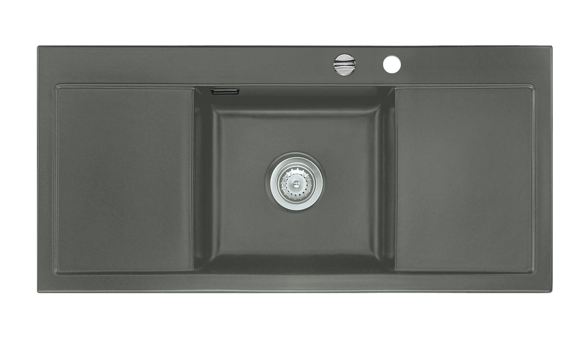 SYSTEMCERAM Einbauspüle Mera Middle Lava 80 inkl. Excenterbetätigung, für 50 cm Schrankbreite, Einbauspüle Auflage keine Beckenlage 50730280