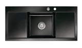 SYSTEMCERAM Einbauspüle Mera Middle Nero 68 inkl. Handbetätigung, für 50 cm Schrankbreite, Einbauspüle Auflage keine Beckenlage 50730168