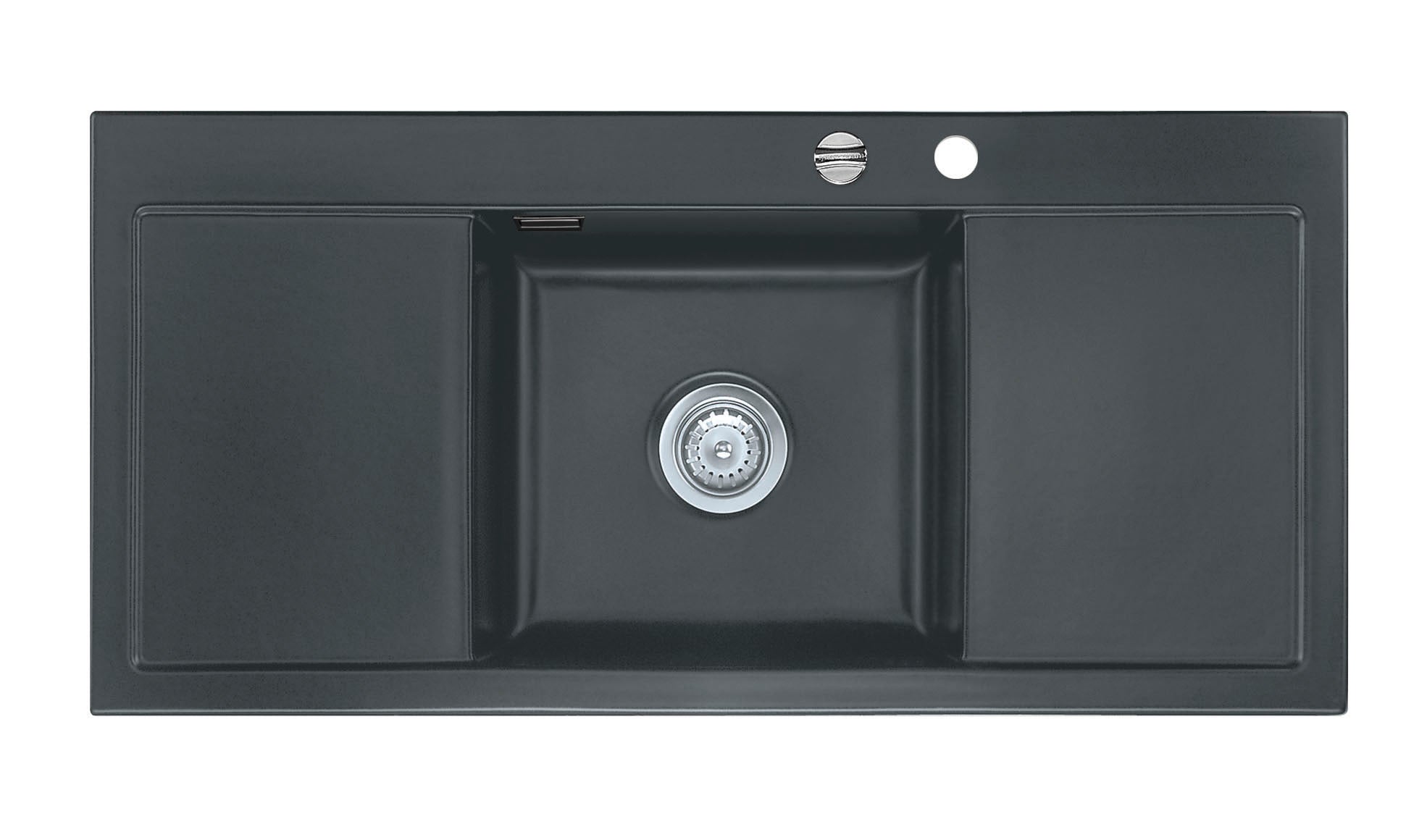 SYSTEMCERAM Einbauspüle Mera Middle Schiefer 85 inkl. Excenterbetätigung, für 50 cm Schrankbreite, Einbauspüle Auflage keine Beckenlage 50730285