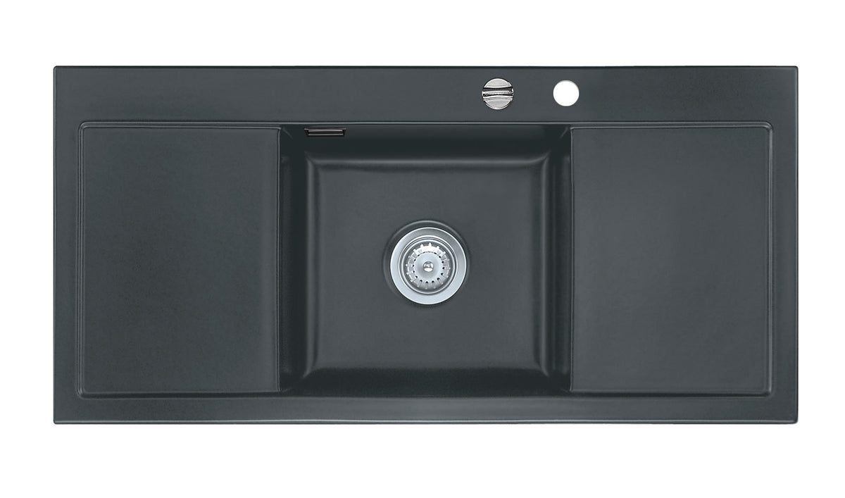 SYSTEMCERAM Einbauspüle Mera Middle Schiefer 85 inkl. Excenterbetätigung, für 50 cm Schrankbreite, Einbauspüle Auflage keine Beckenlage 50730285