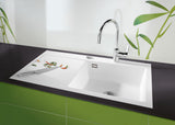 SYSTEMCERAM Einbauspüle Mera 100 SL/F Be. Re. Jasmin 19 inkl. Excenterbetätigung, für 60 cm Schrankbreite, Spüle zum flächenbündigen Einbau, inkl. 4 x Eckradien R 10 Auflage Becken rechts 55640219