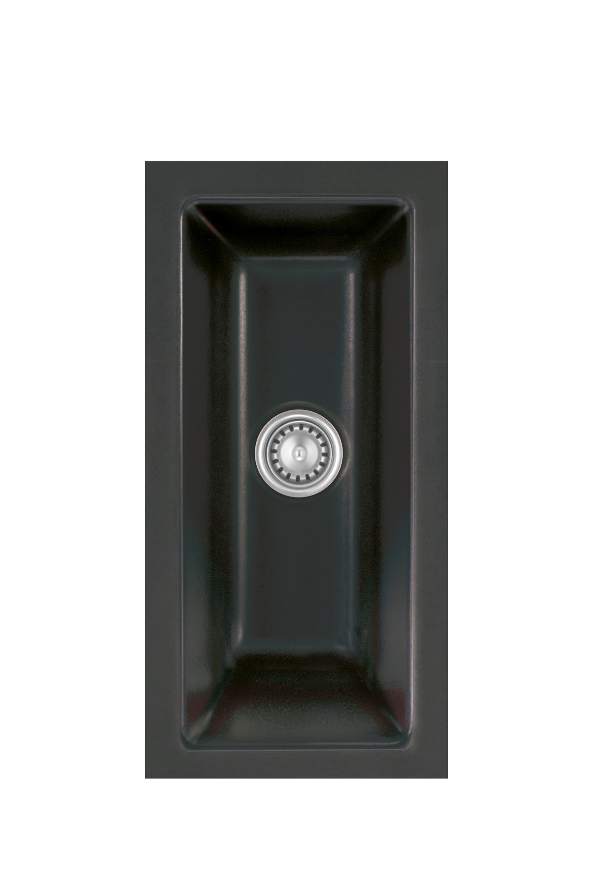 SYSTEMCERAM Einbauspüle Mera 16 U/g Nero 68 inkl. Handbetätigung, für 30 cm Schrankbreite, Spüle zum Unterbau mit geschliffener Oberseite Unterbau keine Beckenlage 54460168