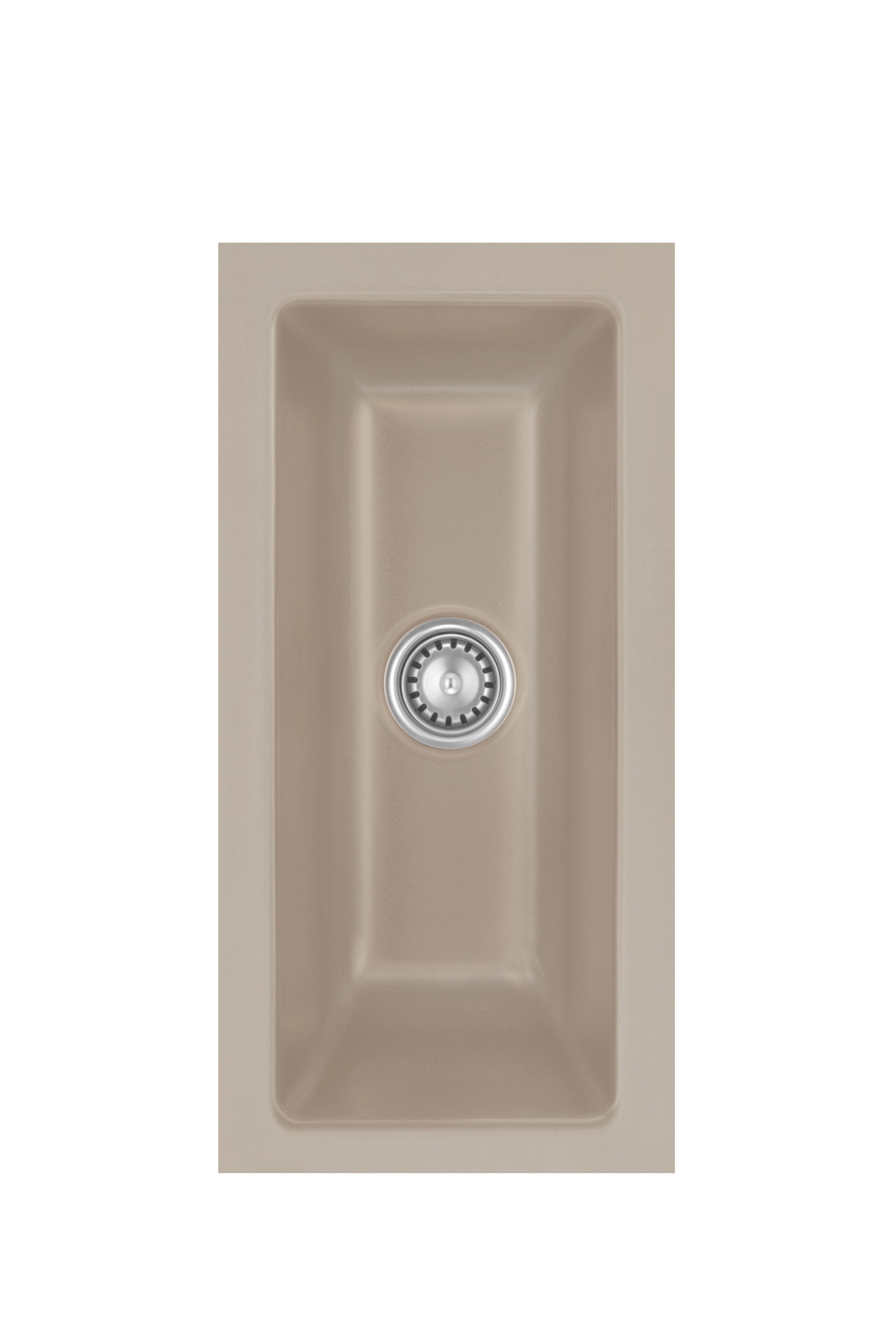SYSTEMCERAM Einbauspüle Mera 16 U/g Fango 23 inkl. Handbetätigung, für 30 cm Schrankbreite, Spüle zum Unterbau mit geschliffener Oberseite Unterbau keine Beckenlage 54460123