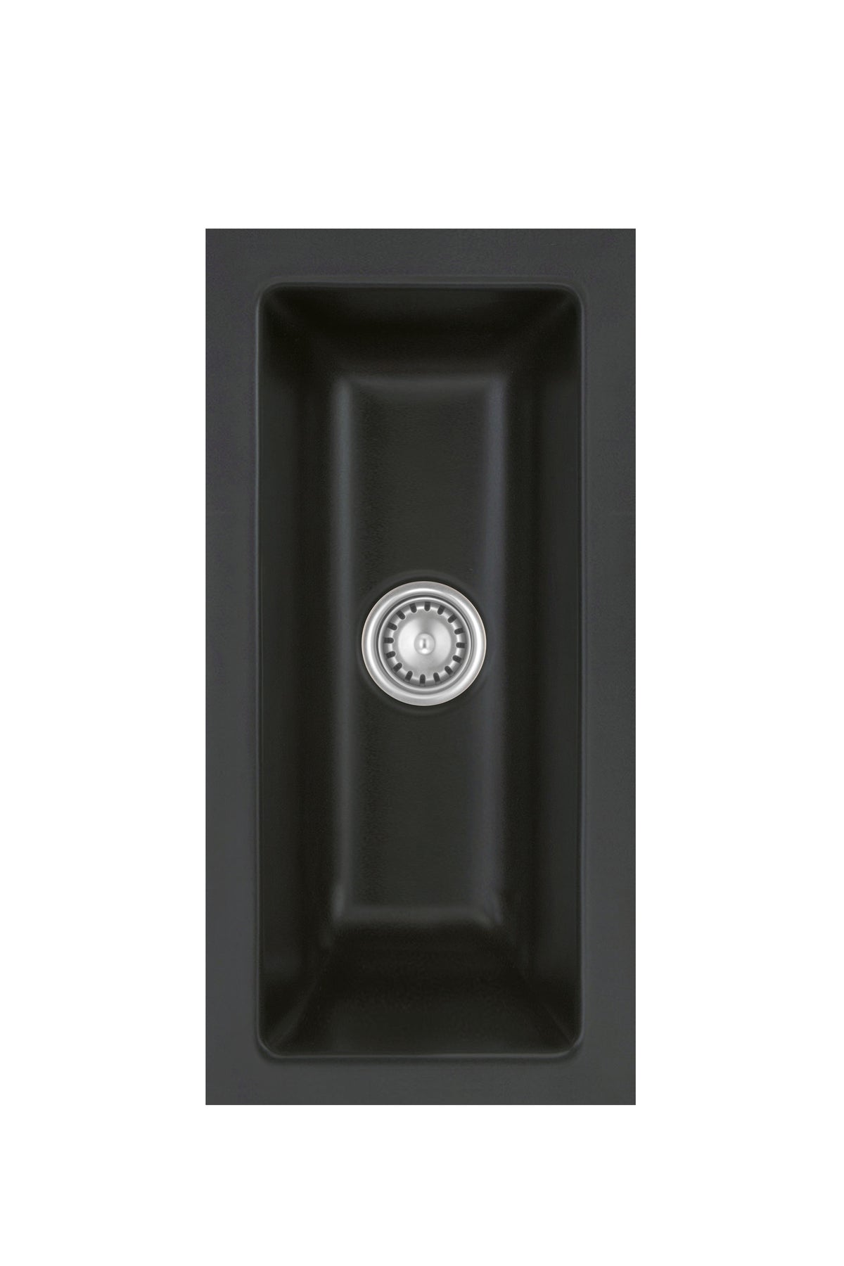 SYSTEMCERAM Einbauspüle Mera 16 U/g Nigra 87 inkl. Handbetätigung, für 30 cm Schrankbreite, Spüle zum Unterbau mit geschliffener Oberseite Unterbau keine Beckenlage 54460187