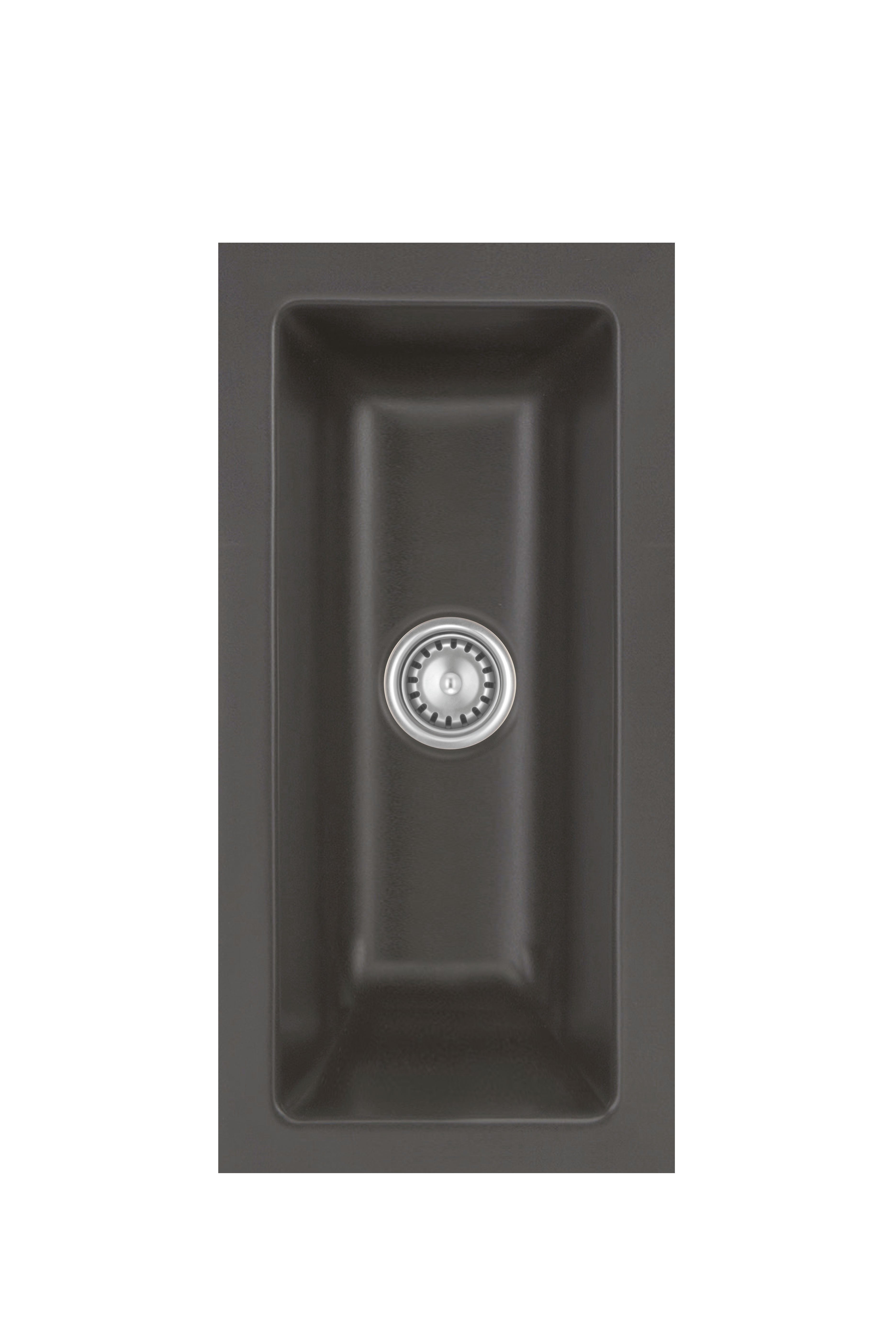 SYSTEMCERAM Einbauspüle Mera 16 U/g Schiefer 85 inkl. Handbetätigung, für 30 cm Schrankbreite, Spüle zum Unterbau mit geschliffener Oberseite Unterbau keine Beckenlage 54460185