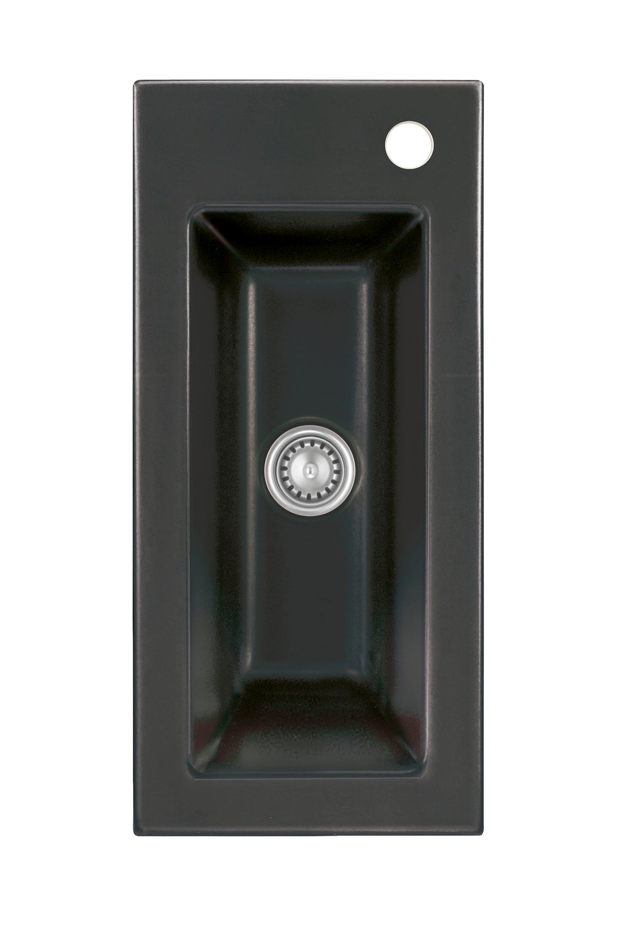 SYSTEMCERAM Einbauspüle Mera 24 F Nero 68 inkl. Handbetätigung, für 30 cm Schrankbreite, Spüle zum flächenbündigen Einbau, inkl. 4 x Eckradien R 10 Auflage keine Beckenlage 55460168