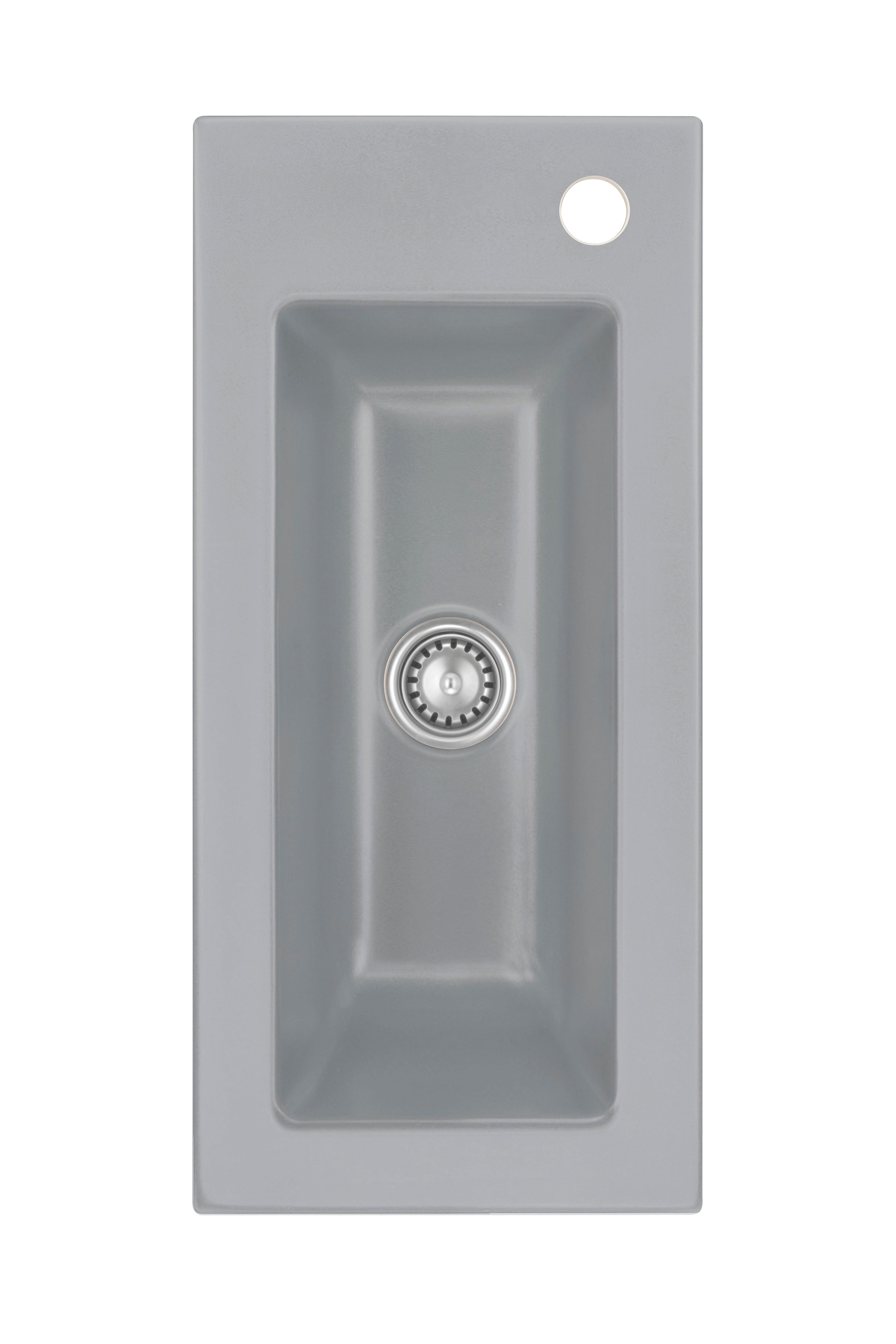 SYSTEMCERAM Einbauspüle Mera 24 F Titan 78 inkl. Handbetätigung, für 30 cm Schrankbreite, Spüle zum flächenbündigen Einbau, inkl. 4 x Eckradien R 10 Auflage keine Beckenlage 55460178