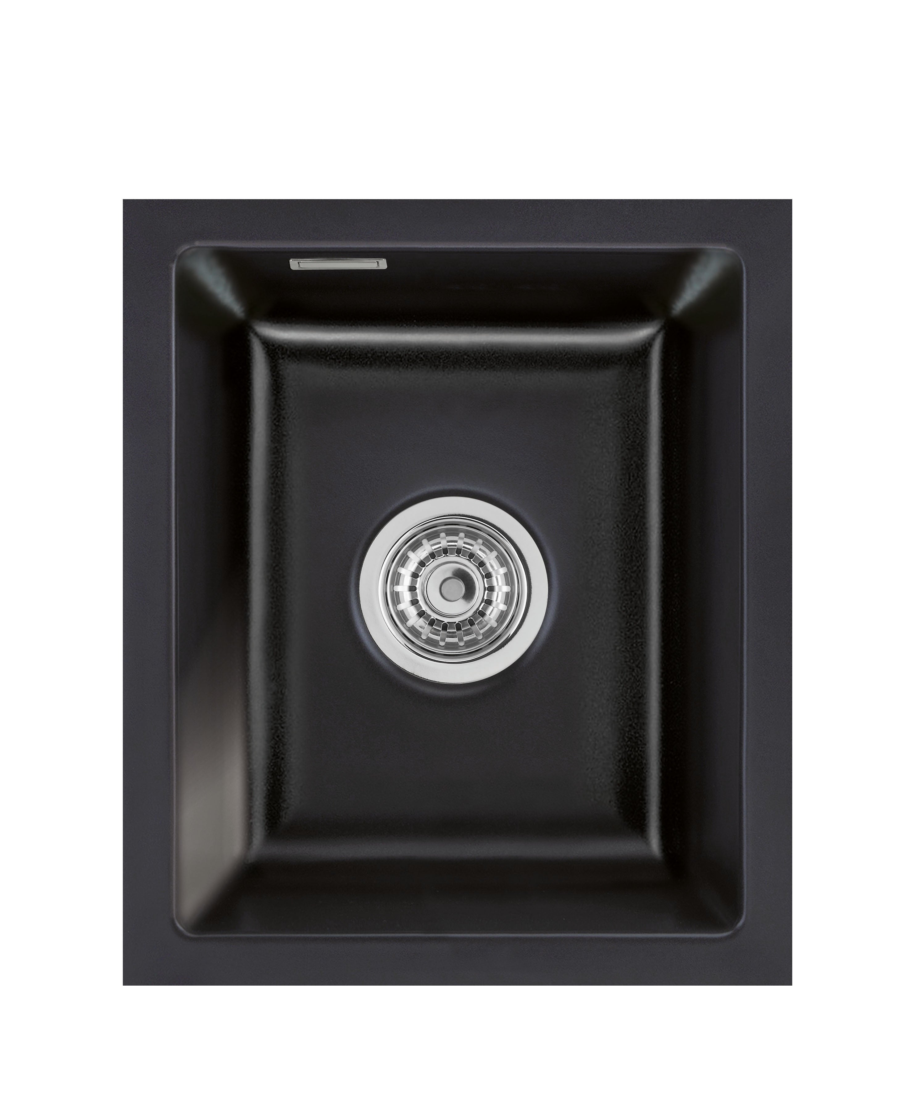 SYSTEMCERAM Einbauspüle Mera 32 U/g Nero 68 inkl. Handbetätigung, für 45 cm Schrankbreite, Spüle zum Unterbau mit geschliffener Oberseite Unterbau keine Beckenlage 54610168