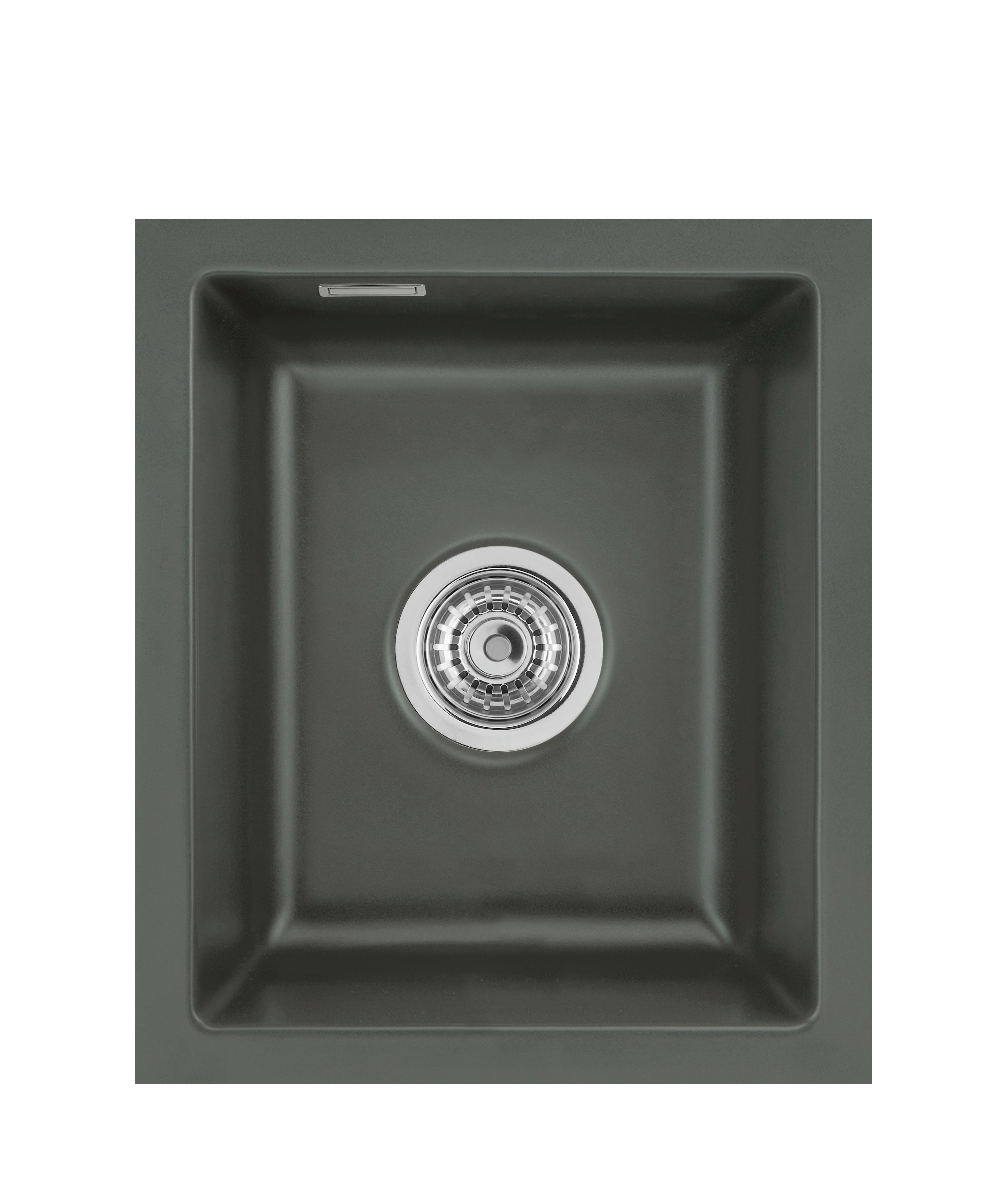 SYSTEMCERAM Einbauspüle Mera 32 U/g Lava 80 inkl. Handbetätigung, für 45 cm Schrankbreite, Spüle zum Unterbau mit geschliffener Oberseite Unterbau keine Beckenlage 54610180