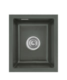 SYSTEMCERAM Einbauspüle Mera 32 U/g Lava 80 inkl. Handbetätigung, für 45 cm Schrankbreite, Spüle zum Unterbau mit geschliffener Oberseite Unterbau keine Beckenlage 54610180