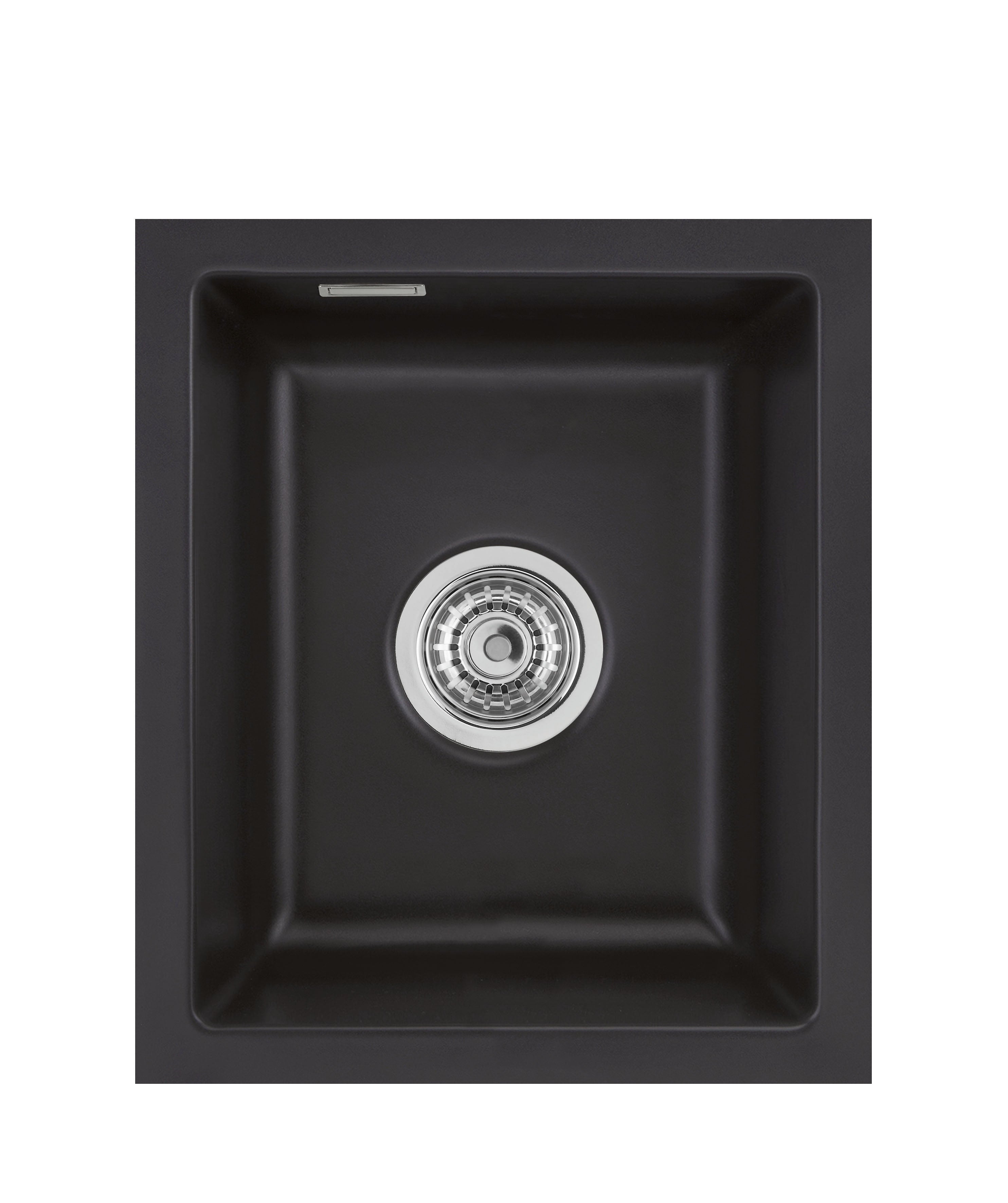 SYSTEMCERAM Einbauspüle Mera 32 U/g Nigra 87 inkl. Excenterbetätigung, für 45 cm Schrankbreite, Spüle zum Unterbau mit geschliffener Oberseite Unterbau keine Beckenlage 54610287